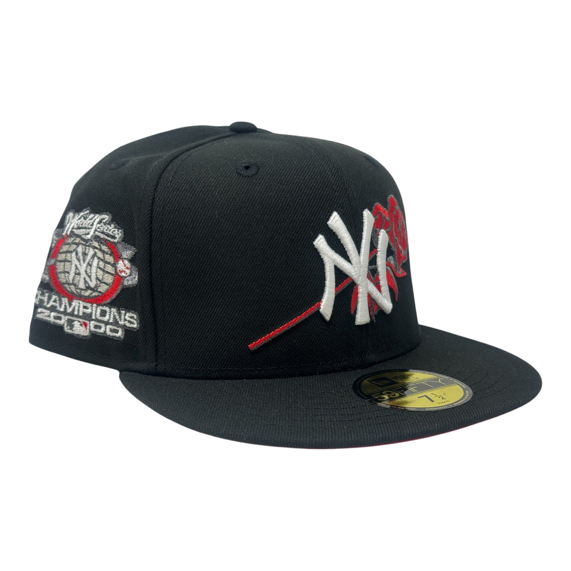 New York Yankees 2000 World Series Floral Logo Fitted Hat-Black Red