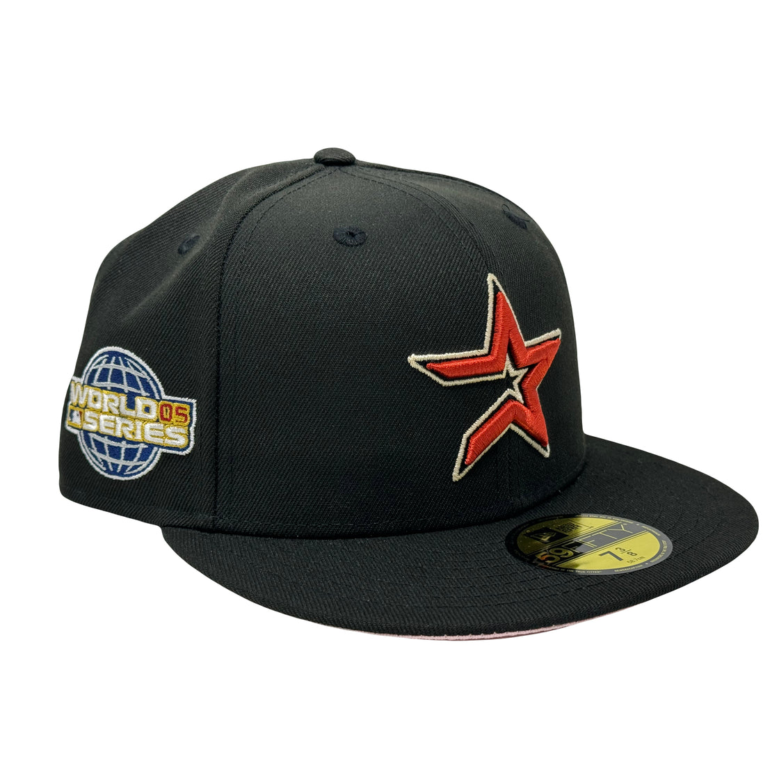 Houston Astros 2005 World Series Black Pink Brim New Era Fitted Hat