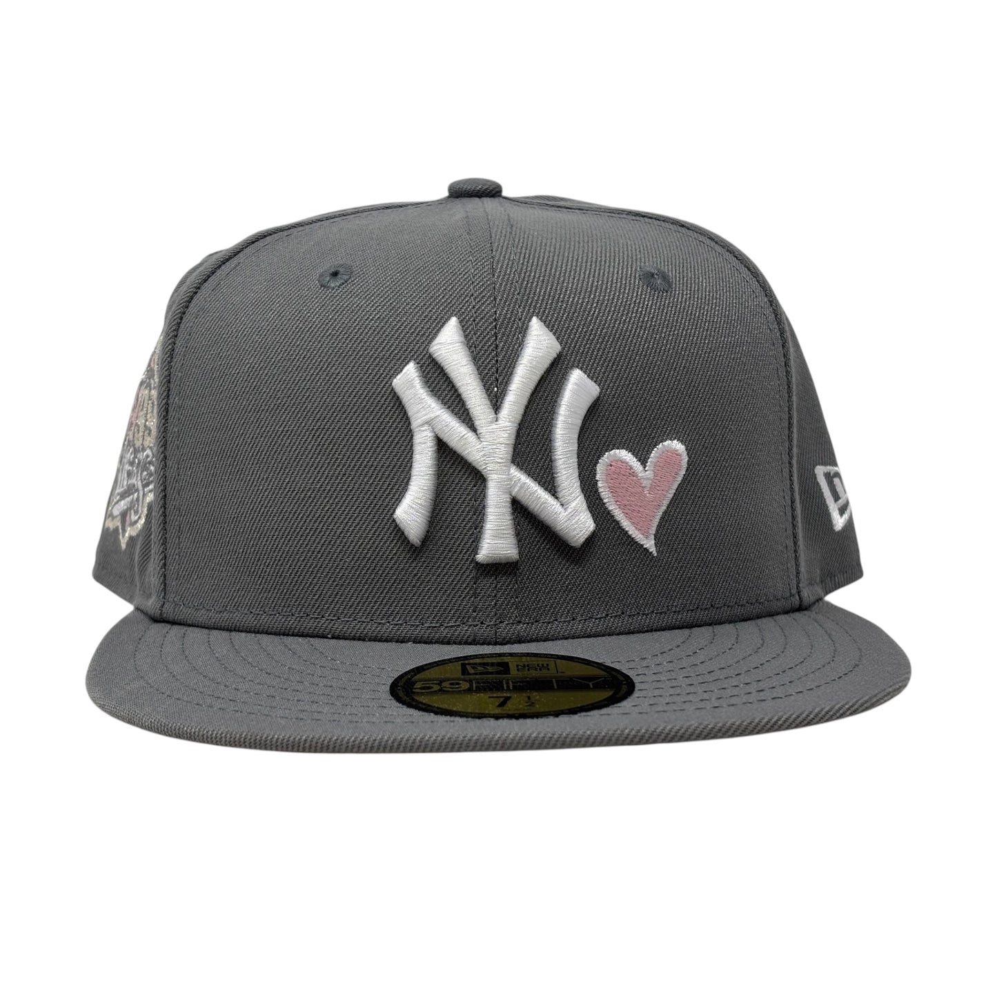 New York Yankees 1999 World Series with heart Pink Brim Fitted Hat