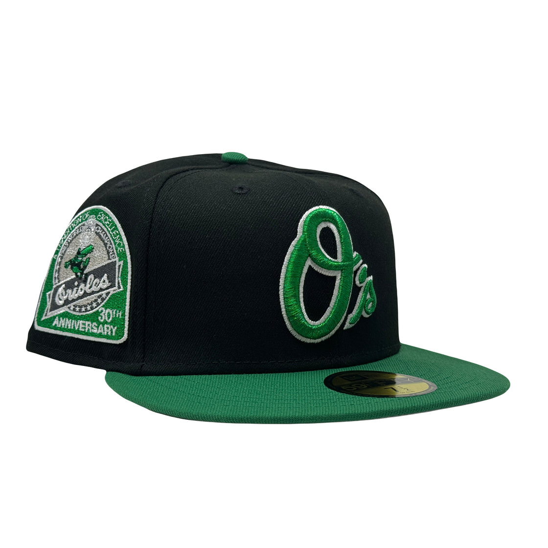 Baltimore Orioles 30th Anniversary Black Kelly Green 59Fifty New Era Fitted Hat