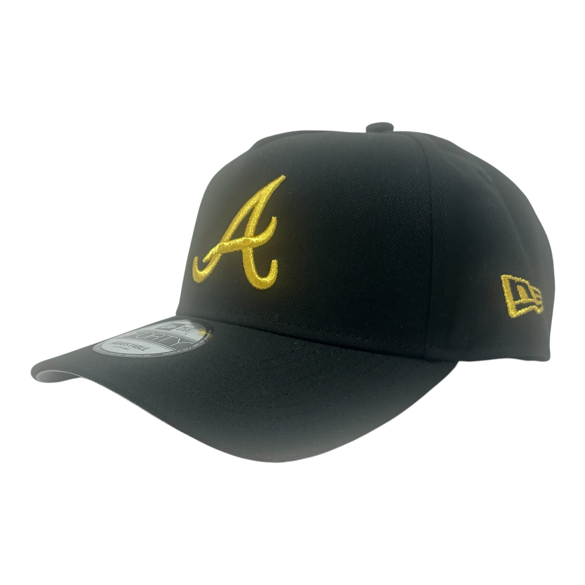 Atlanta Braves 9Forty A Frame Snapback Hats-Black Gold