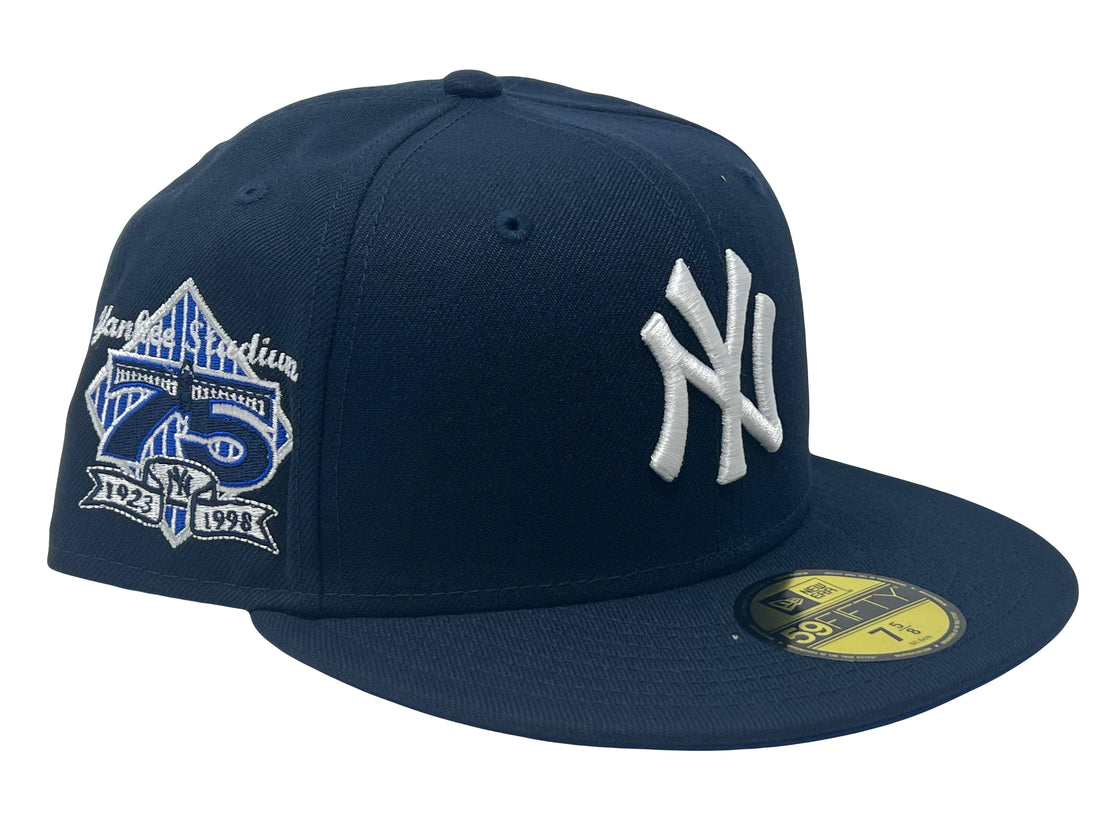 NEW YORK YANKEES 75TH ANNIVERSARY ROYAL BLUE BRIM NEW ERA FITTED HAT