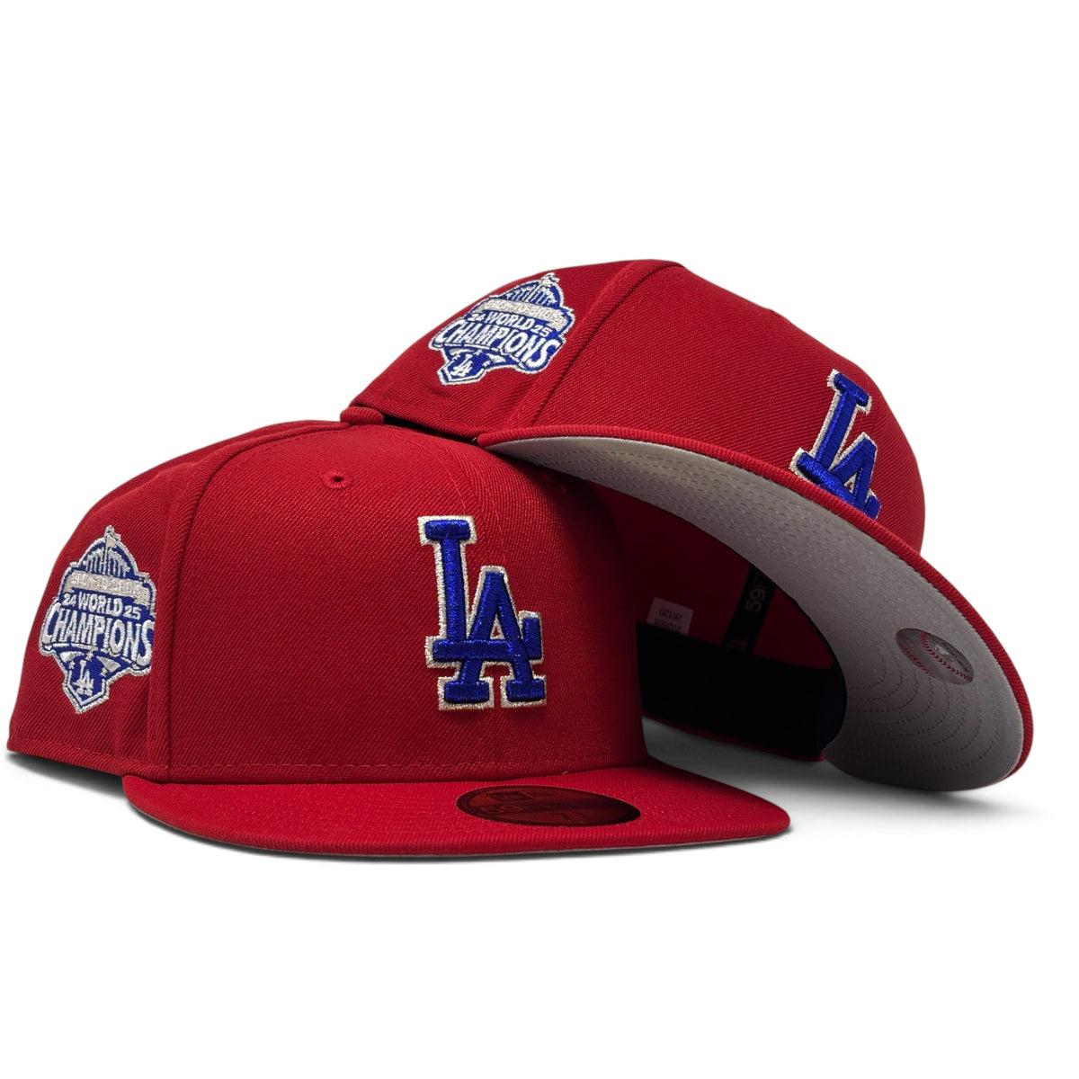 Los Angeles Dodgers 2025 World Champions Fitted Hat-Red