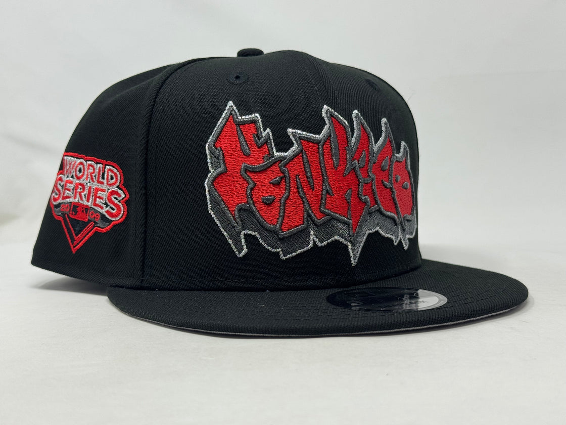 New York Yankees 2009 World Series Graffiti Snapback Hats-Black Red