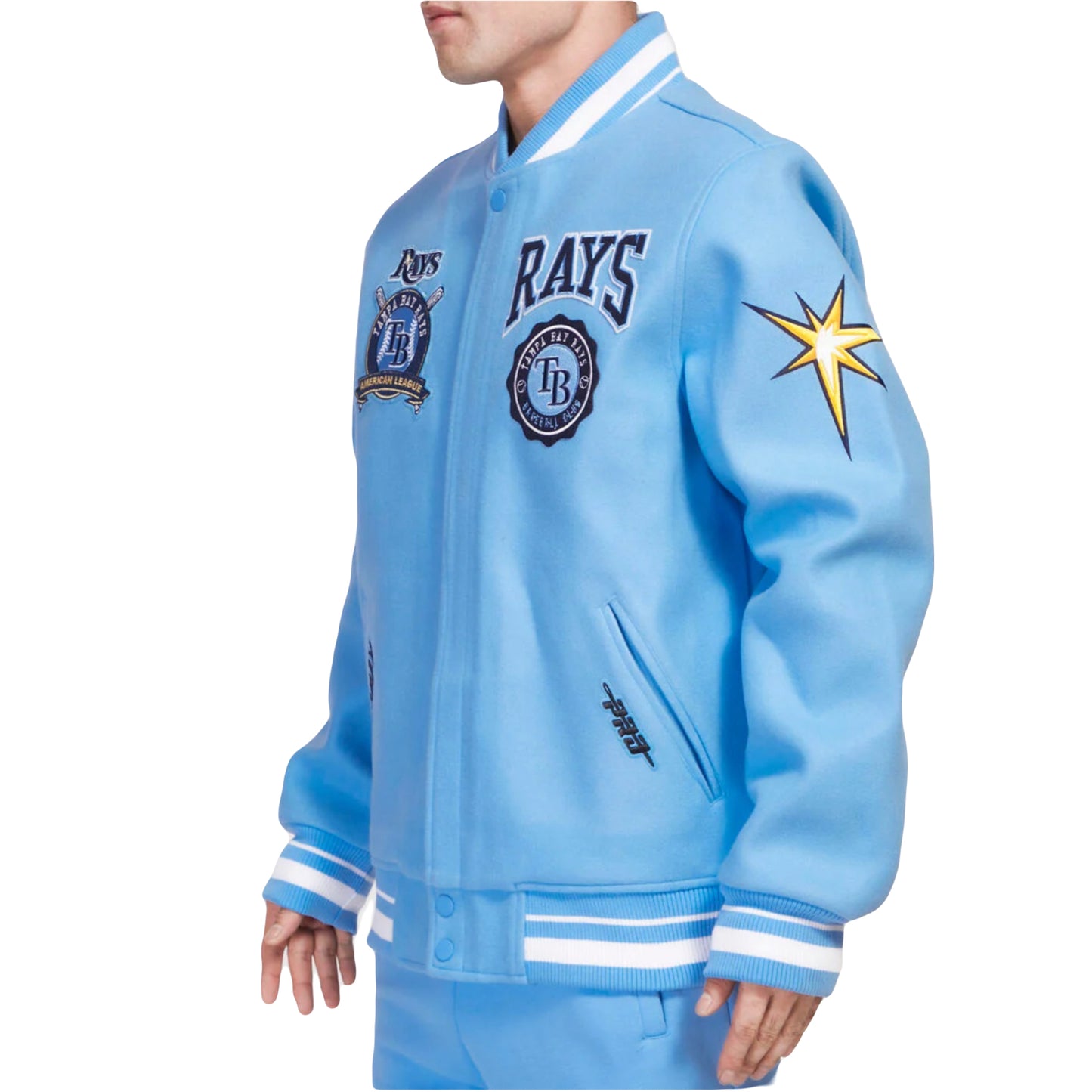 Tampa Bay Rays Crest Emble Wool Pro Standard Varsity Jacket (University Blue)