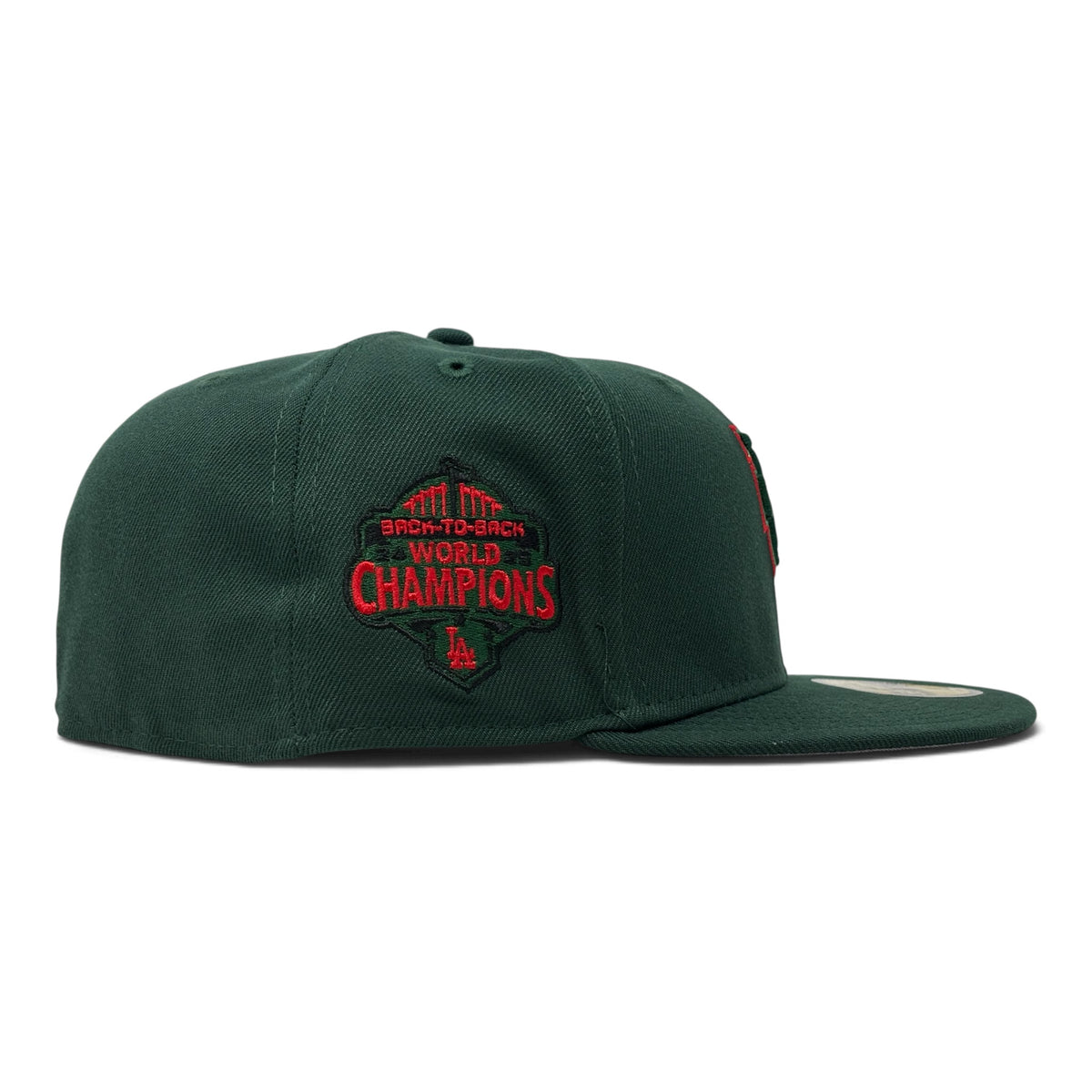 Los Angeles Dodgers 2025 World Champions "Up-Side Down Logo" Fitted Hat-Green