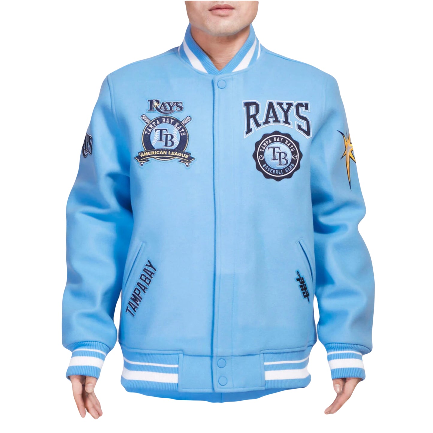 Tampa Bay Rays Crest Emble Wool Pro Standard Varsity Jacket (University Blue)