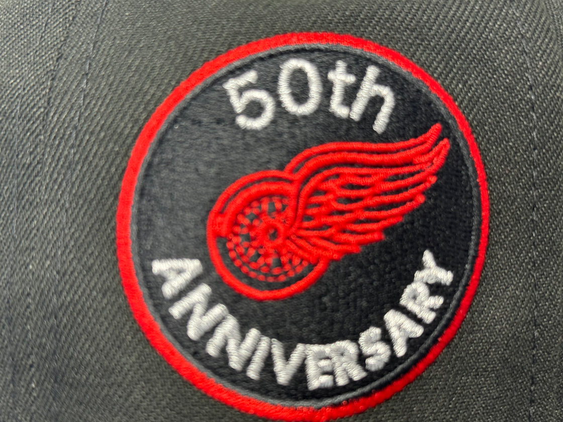 Detroit Redwings 50th Anniversary Red Brim Fitted Hats