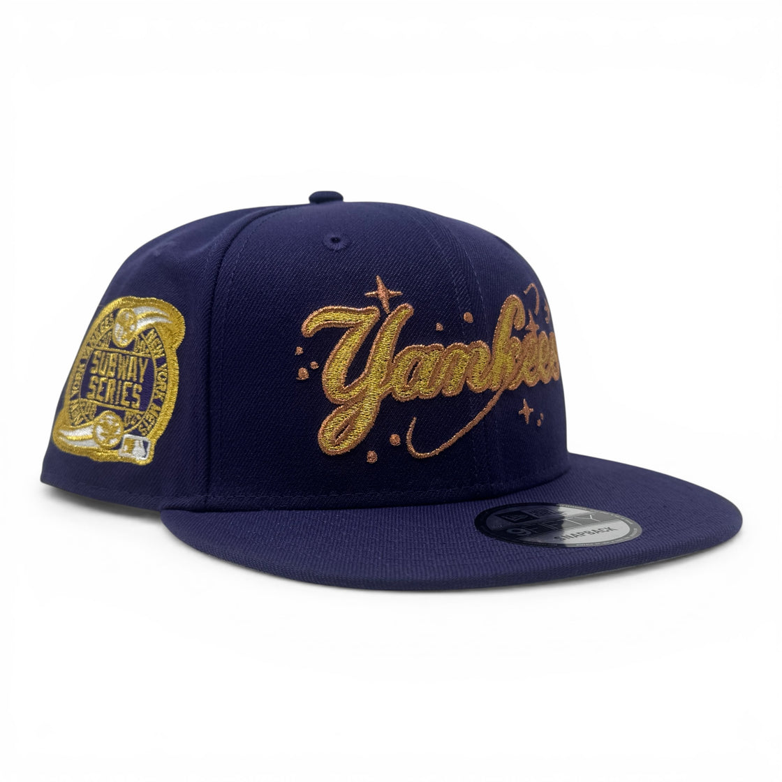 New York Yankees Subway Series Script logo Snapback Hats-Purple