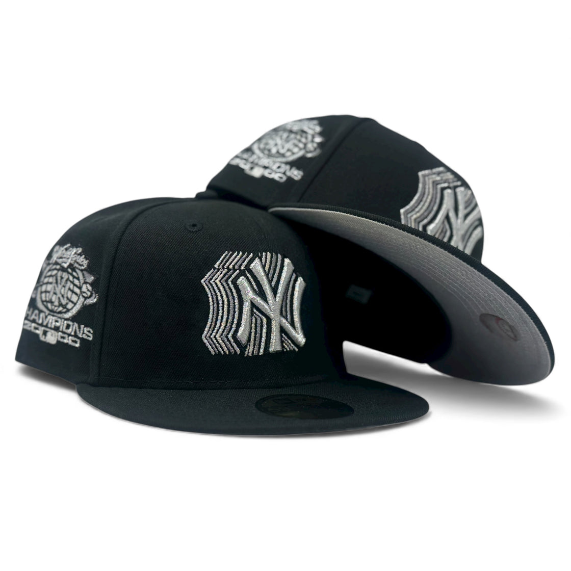 New York Yankees 2000 World Series Champions Shadow Logo Fitted Hats-Black