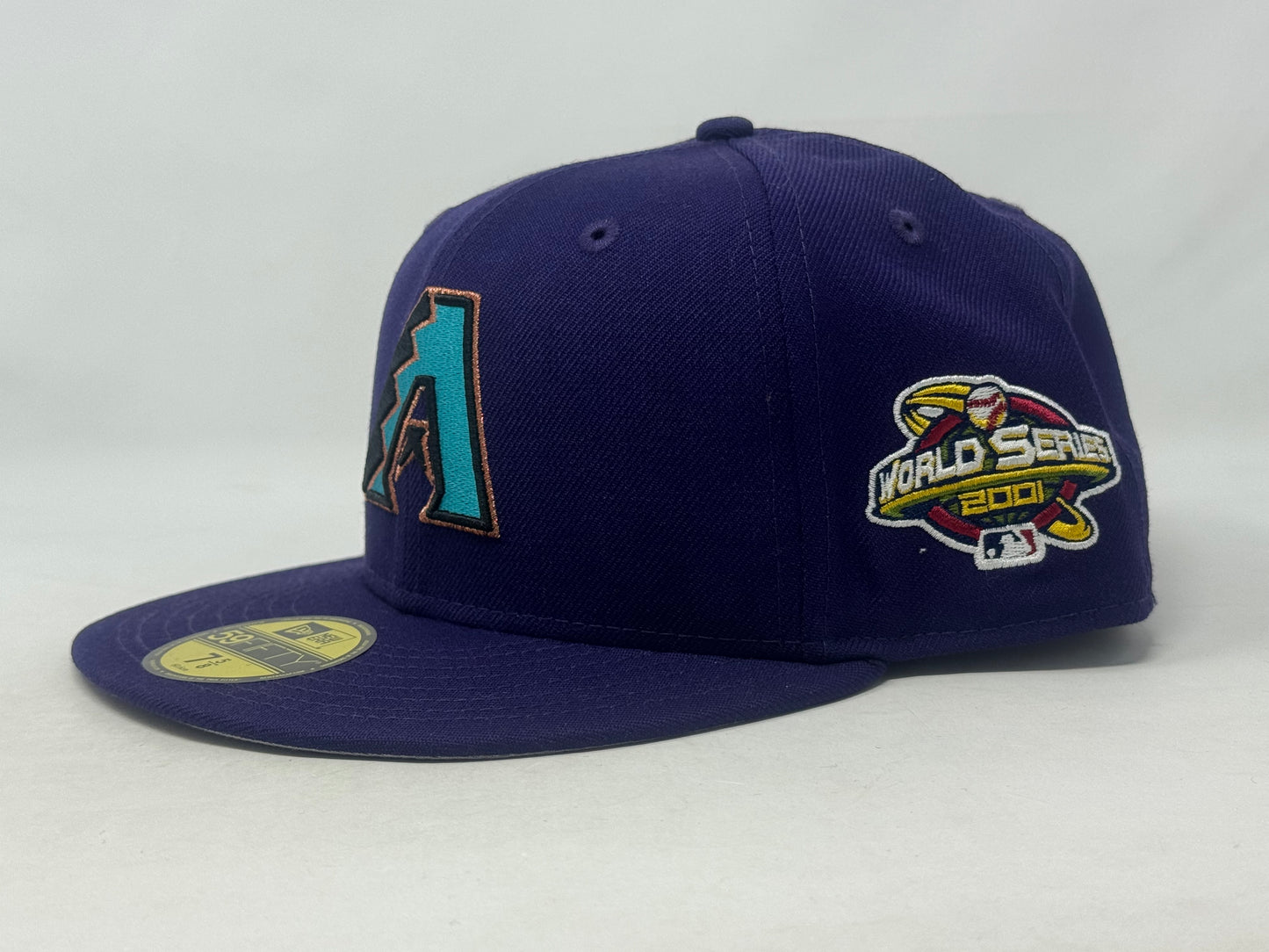Arizona Diamondbacks 2001 World Series Team On Field Fitted Hat- Purple