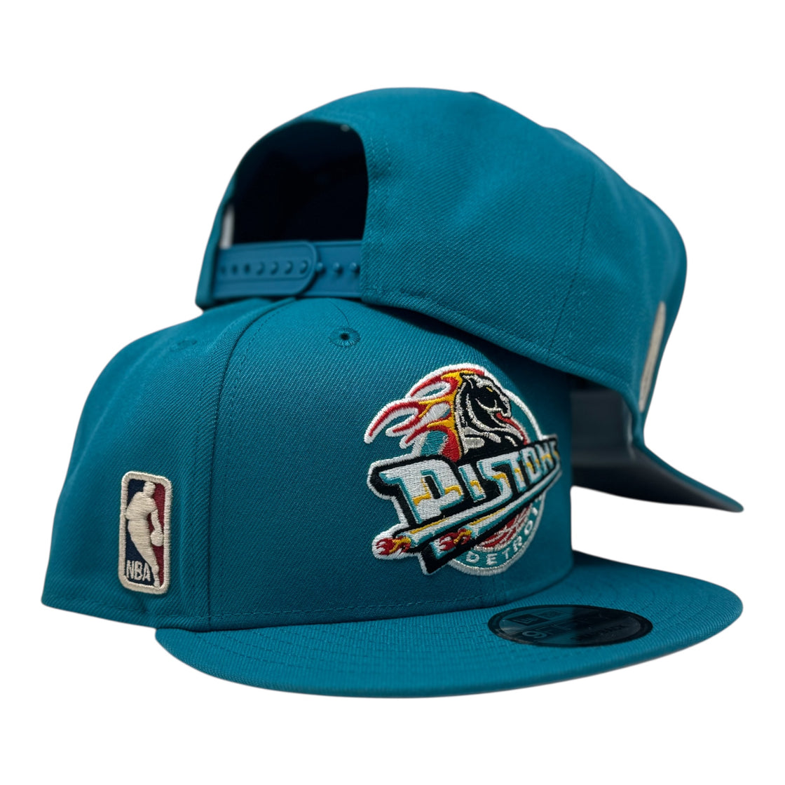 Detroit pistons Hardwood Classics Team Snapback Hat-Teal