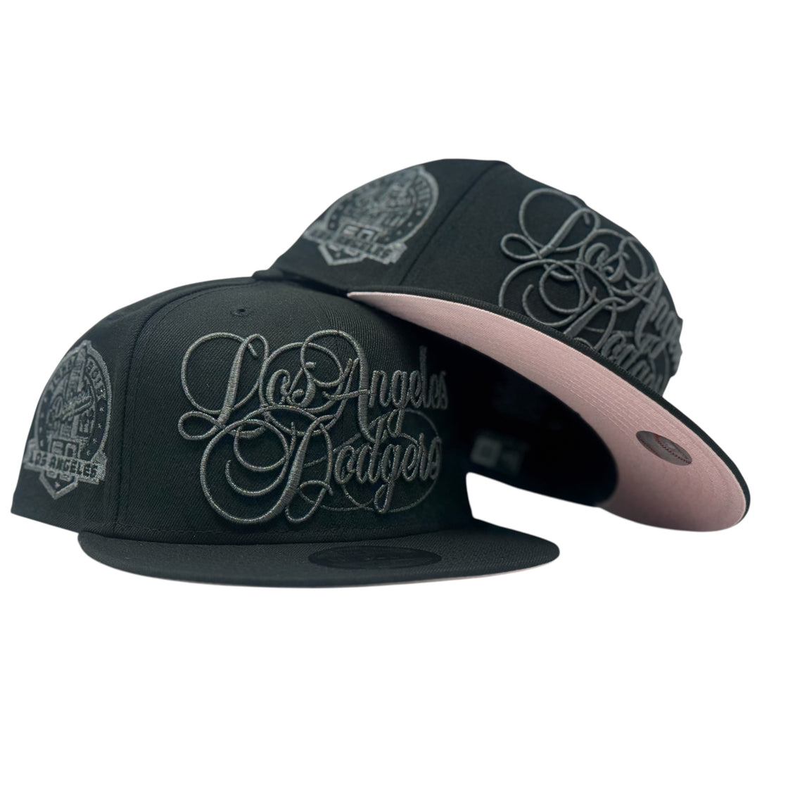 Los angeles Dodgers Snapback with Black Crown raised Gray Script Logo