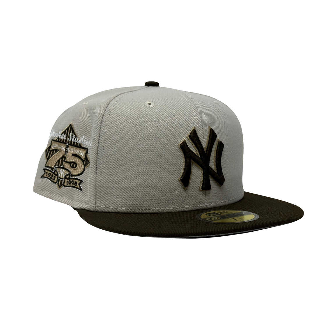 New York Yankees 75th Anniversary Stone Brown Visor New Era Fitted Hat