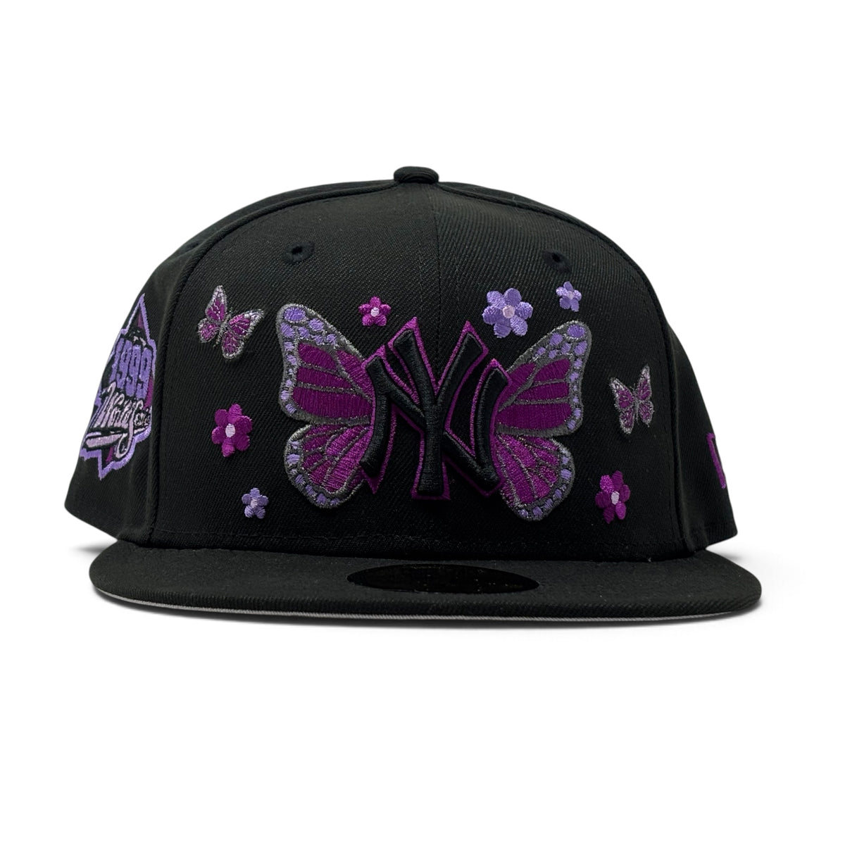 New York Yankees 1999 World Series Butterfly Logo Grape Brim Fitted Hat-Black
