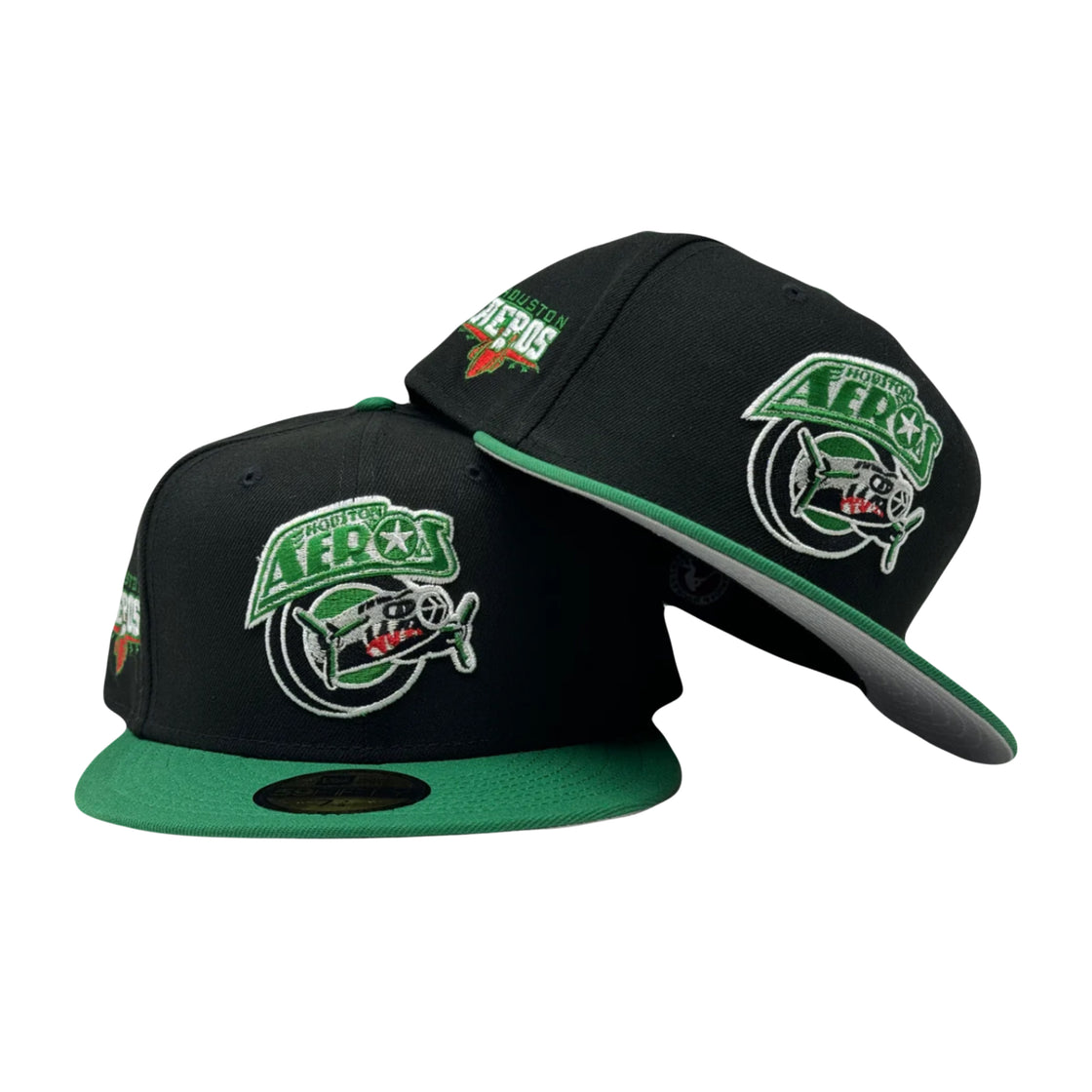 Houston Aeros American Hockey League 5950 New Era Fitted Hat Kelly green & Black