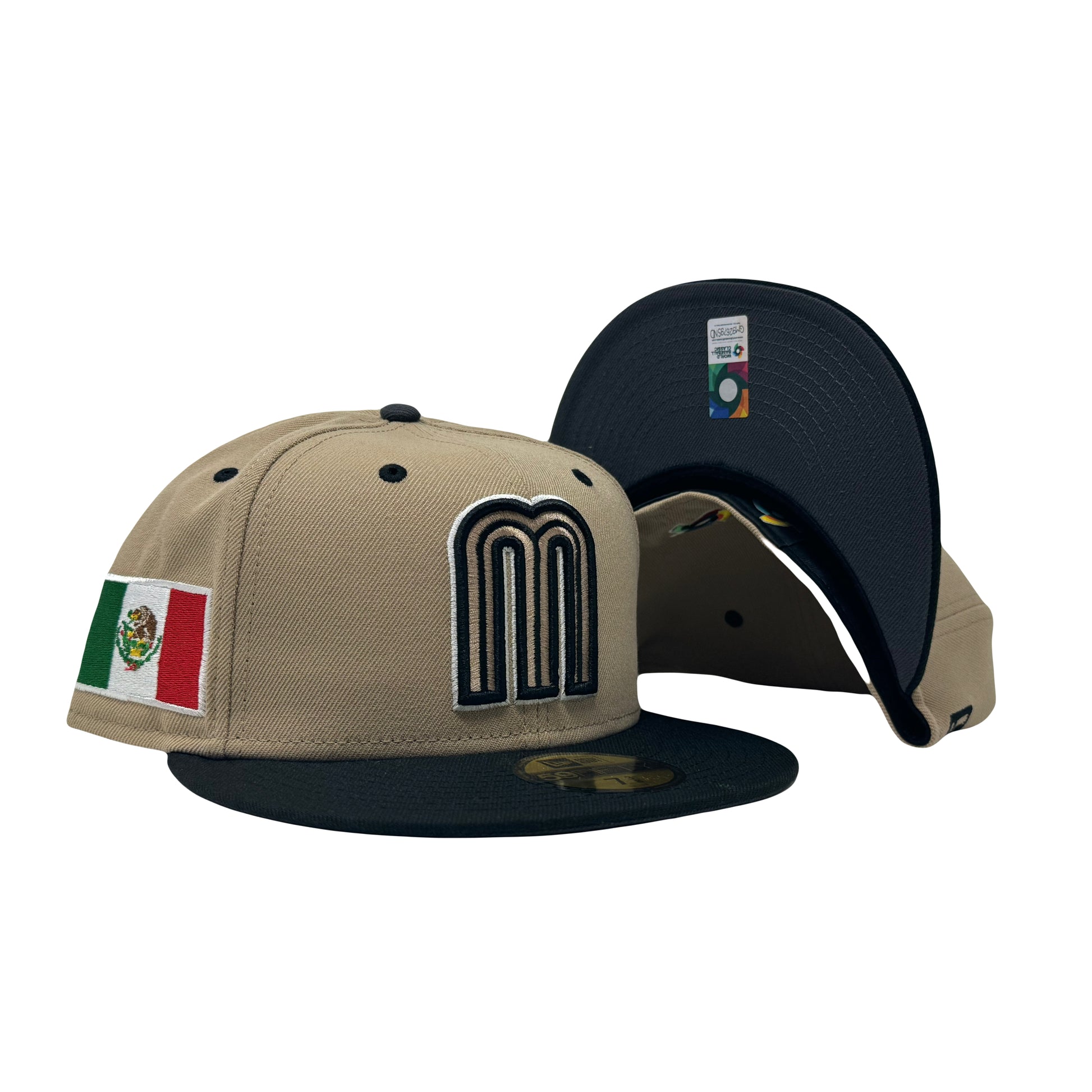 Mexico World Baseball Classic Camel Crown Black Visor Dark gray brim New Era Fitted Hat