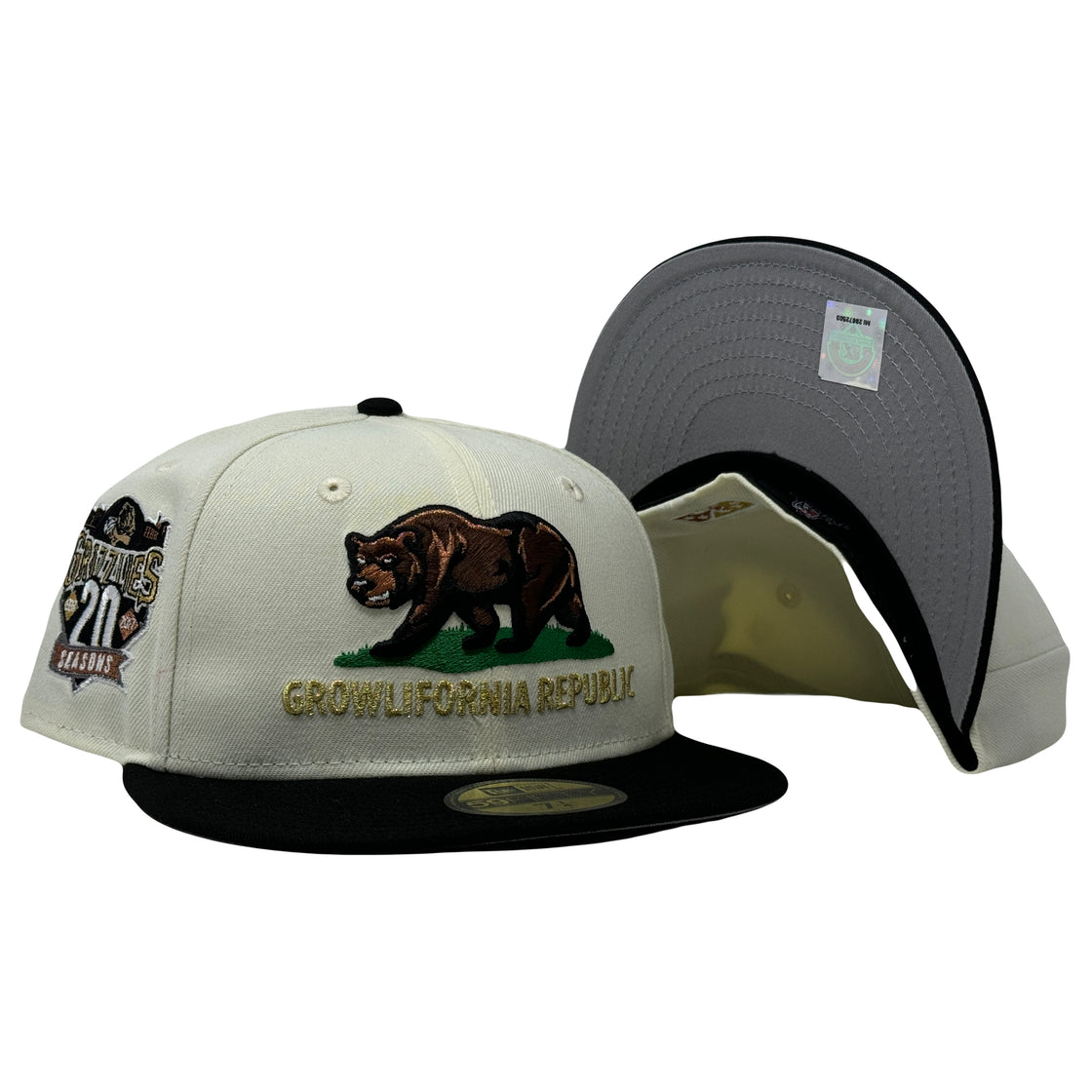 Fresno Grizzlies 20th Anniversary  Growlifornia Republic Gray Brim Minor League New Era Fitted Hat