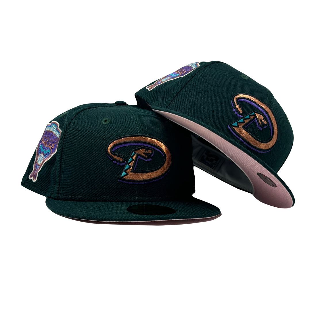 Arizona Diamondbacks 1998 Inaugural Season Dark Green Pink Brim 59Fifty New Era Fitted Hat