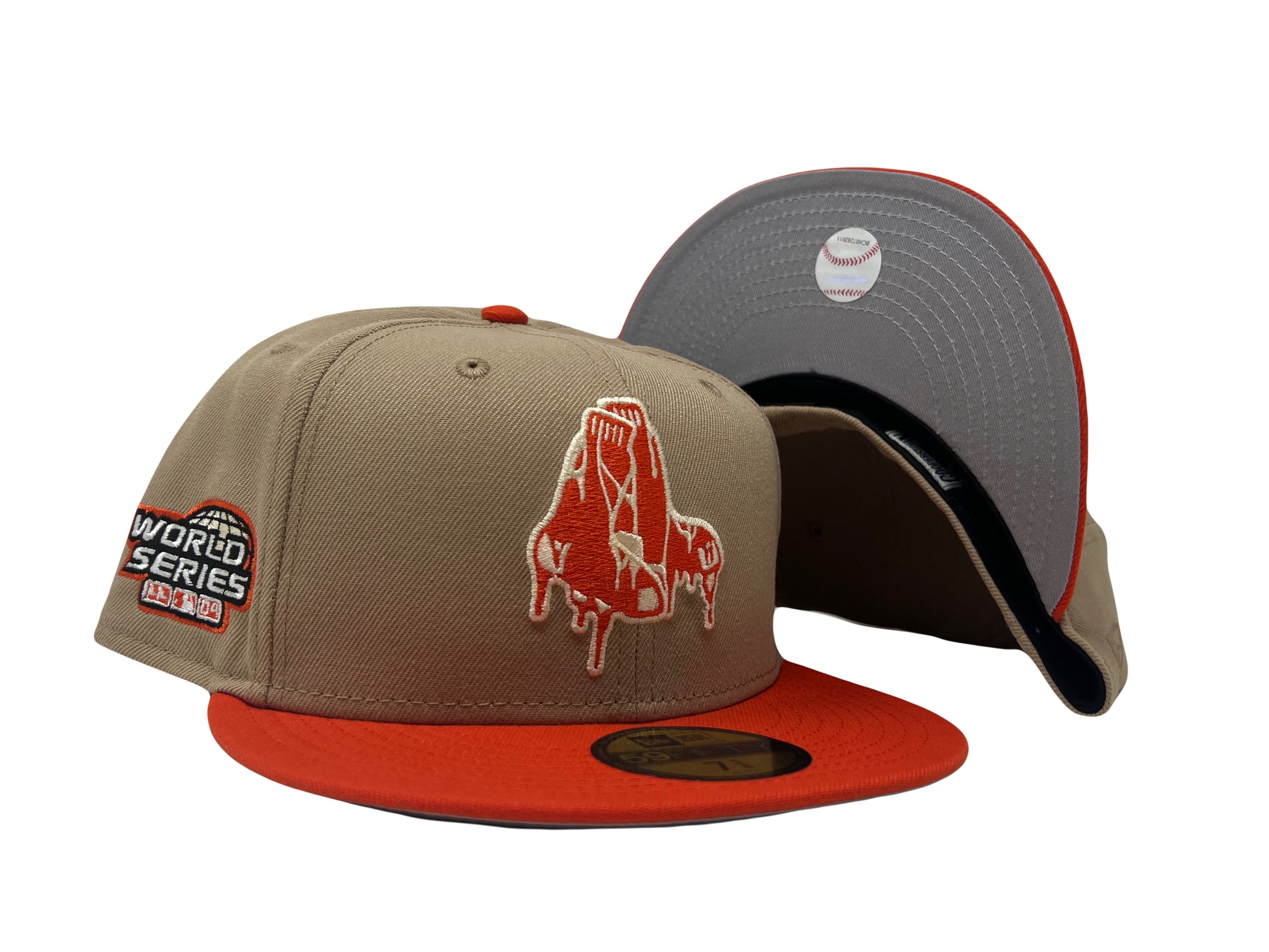 BOSTON RED SOX 2004 WORLD SERIES "BLOODY SOCKS" GRAY BRIM NEW ERA FITTED HAT
