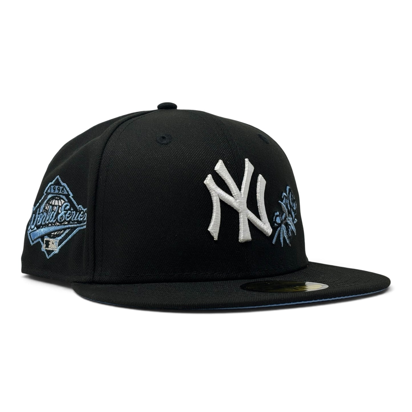 New York Yankees 1996 World Series Floral Logo Fitted Hat-Black Sky