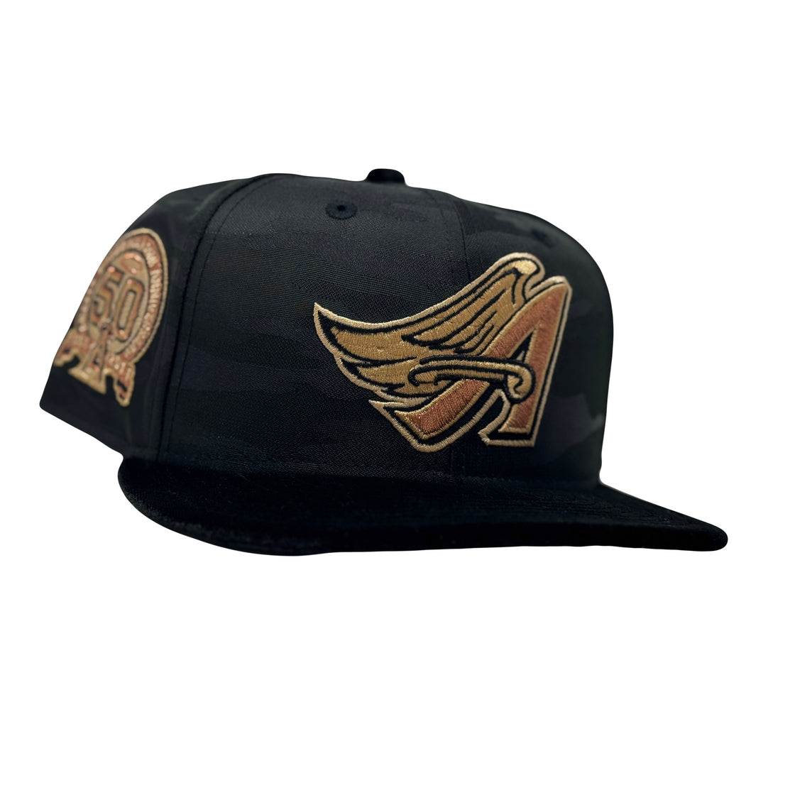 Los Angeles Angels 50th Anniversary Black Velvet Visor New Era Fitted Hats