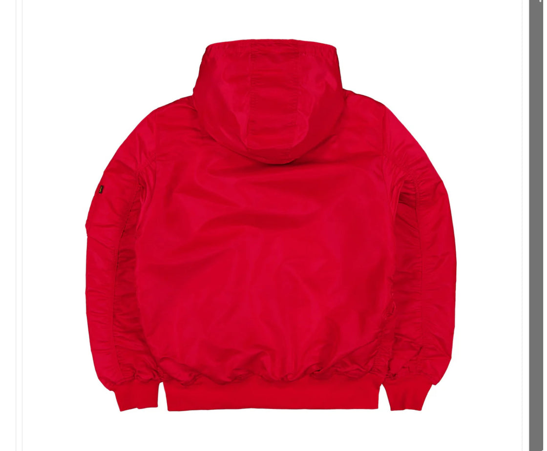 Kansas City Chiefs X Alpha X New Era L-2B Red Bomber Jacket with Hood