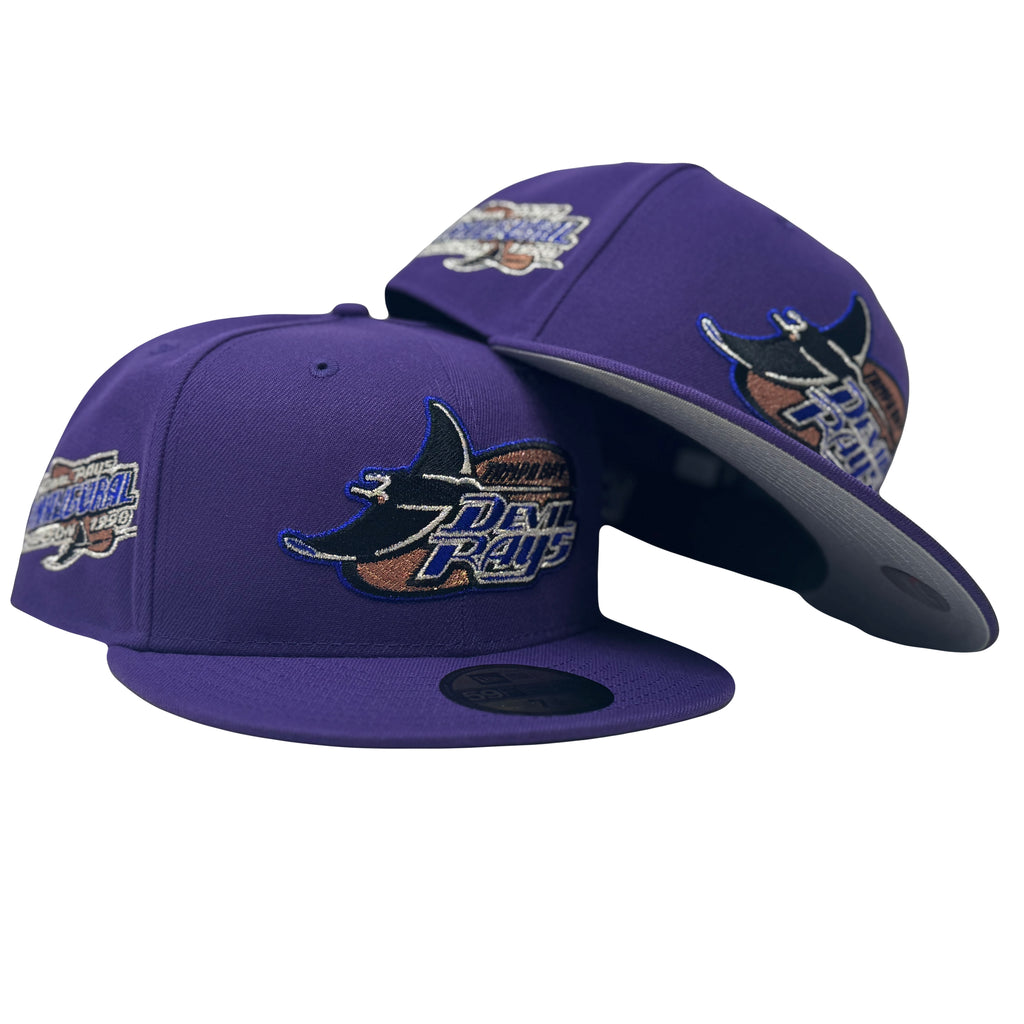Tampa Bay Devil Rays 1998 Inaugural Season Light Purple Fitted Hats