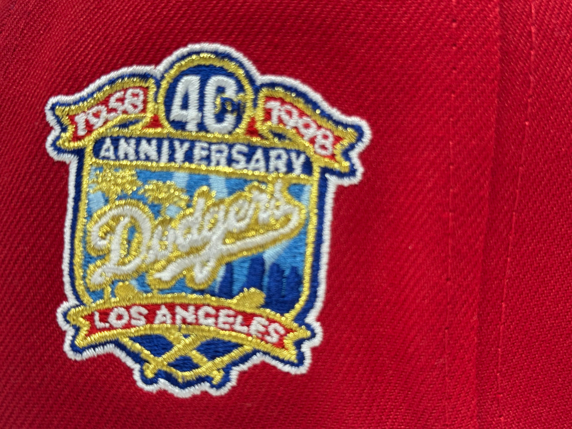Los Angeles Dodgers 40th Anniversary Upside Down Logo Red Fitted Hats