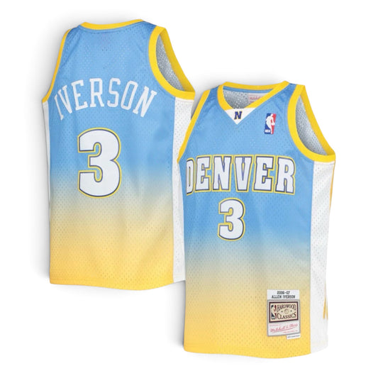 Denver Nuggets Mitchell & Ness 2006-07 Hardwood Classics Fadeaway Swingman Jersey - Powder Blue/Gold