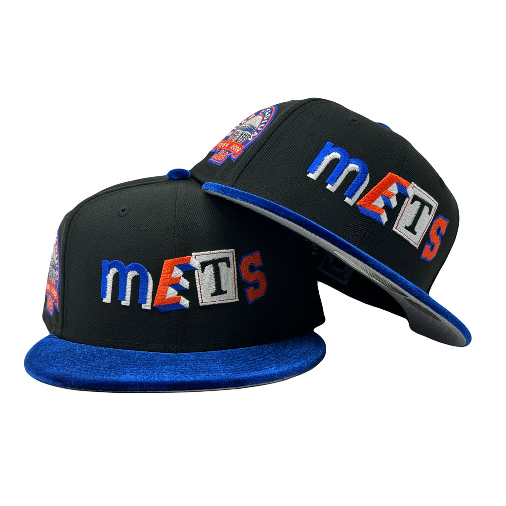 New York Mets 1964-2008 Shea Stadium Ransom Note Royal Velvet Visor New Era Fitted Hat
