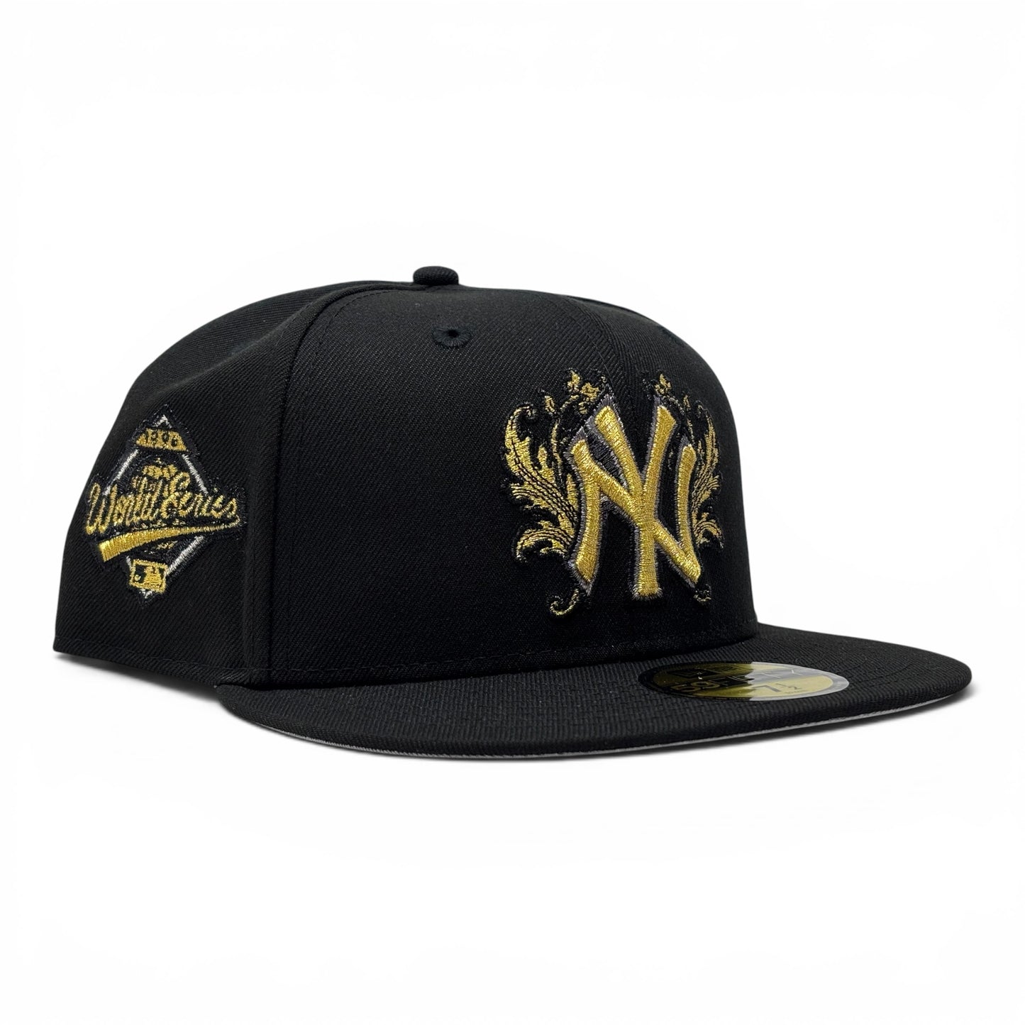 New York Yankees 1996 World Series iconic interlocking Fitted Hats-Black Gold