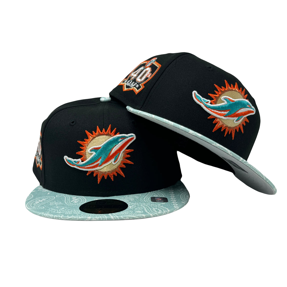 Miami Dolphins 40th Anniversary Paisley Collection 59Fifty New Era Fitted Hat