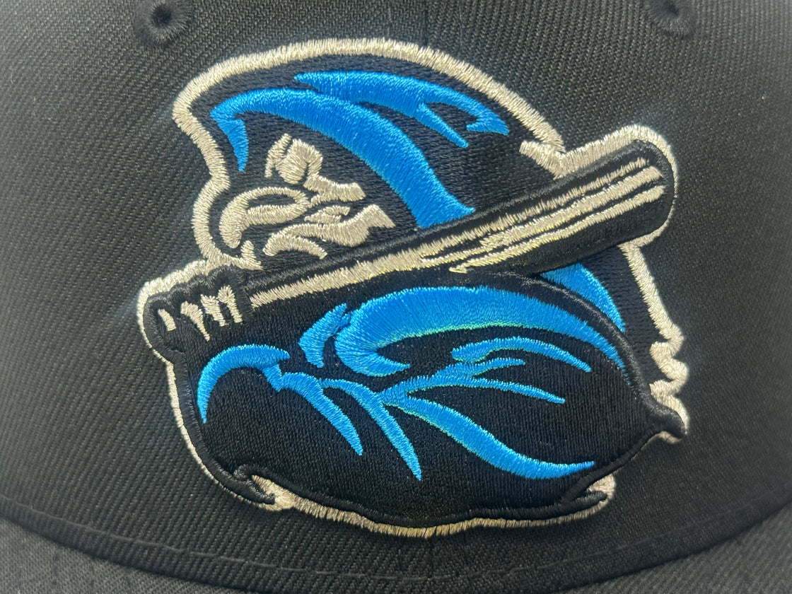 Rochester red wings Baseball fitted hat-Black Dolphin Blue