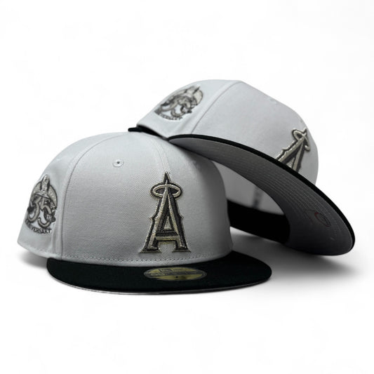 Los Angeles Angels 35th Anniversary Fitted Hats-White Black