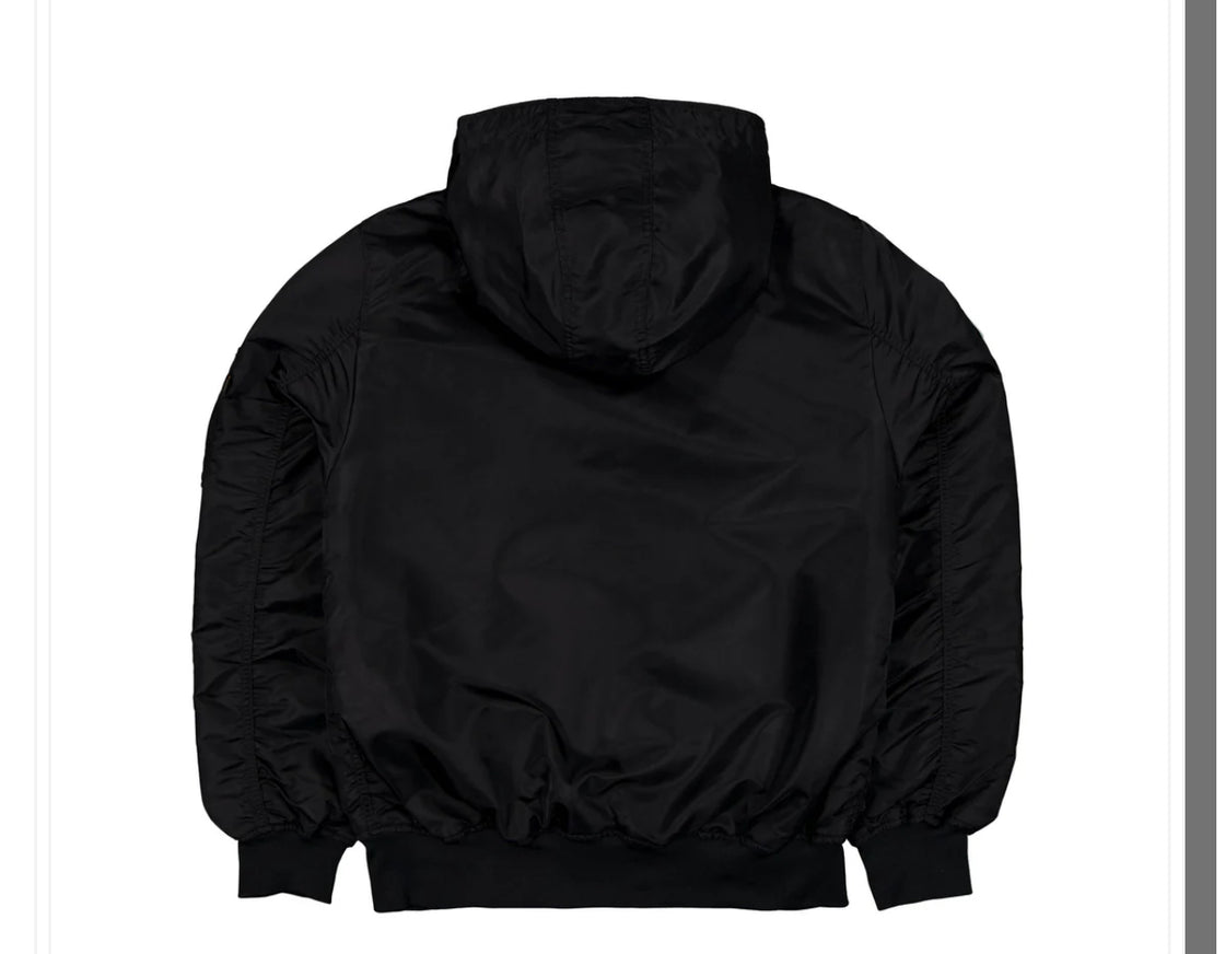 Las Vegas Raiders X Alpha X New Era L-2B Black Bomber Jacket with Hood