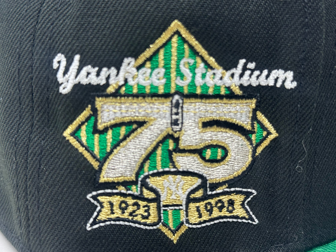 New York Yankees 75th Anniversary New Era Fitted Hat-Black Kelly Green