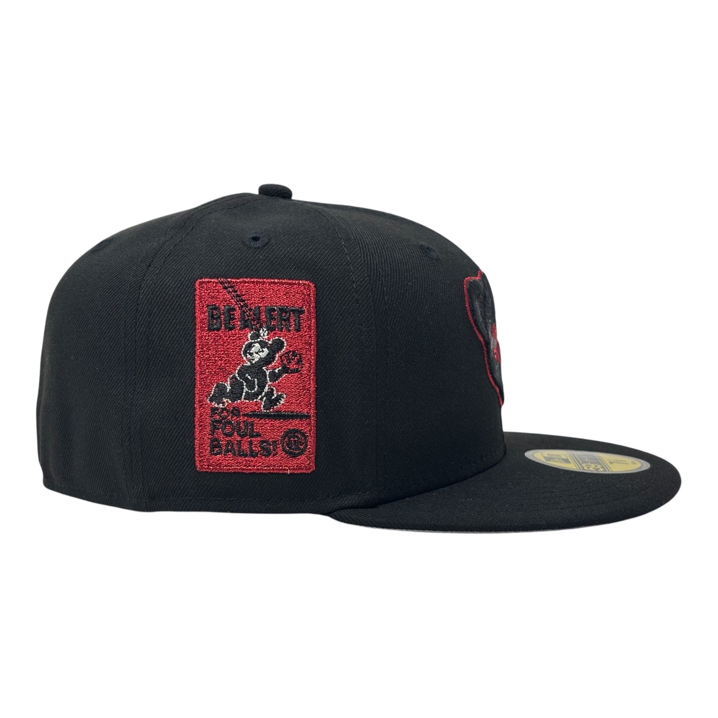 Chicago Cubs Be Alert Foul Ball New Era Fitted Hats-Black Red