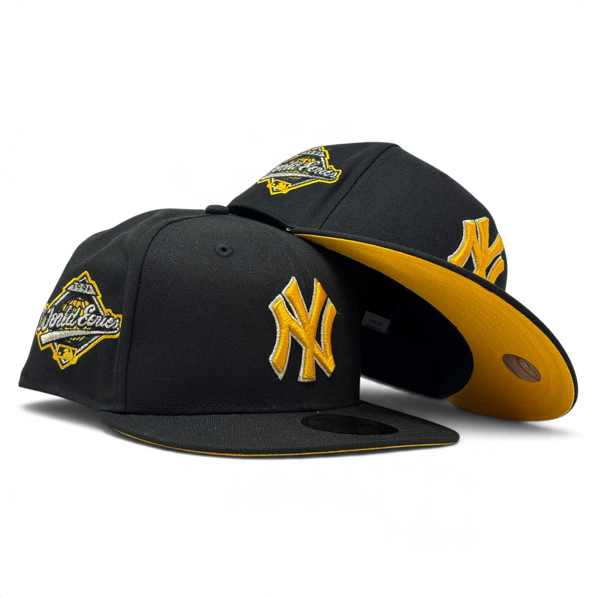 New York Yankees 1996 World Series Taxi Yellow Brim New Era Black Fitted-Black