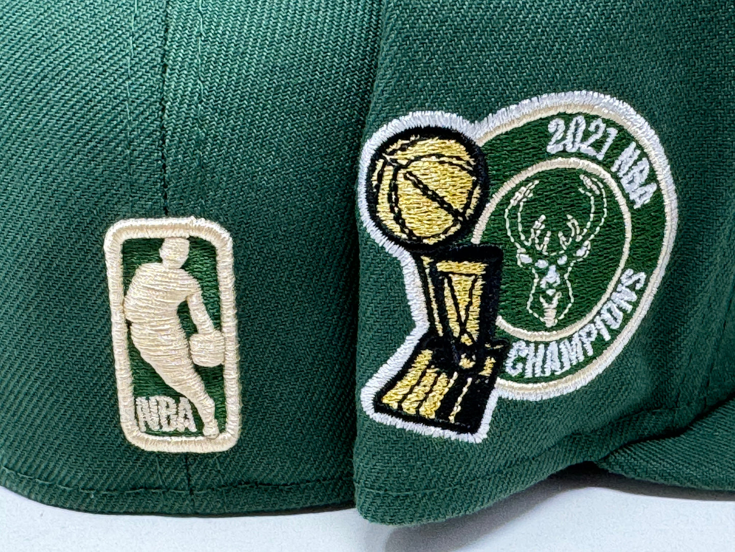 Milwaukee Bucks 2021 NBA Champions 5950 New Era Fitted Hat Dark Green