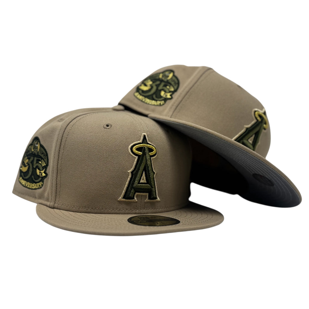Los Angeles Angels 35th Anniversary Fitted Hat - Tan Olive