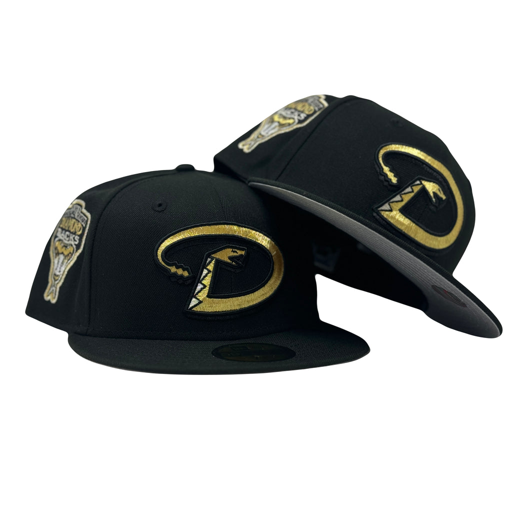 Arizona Diamondbacks 1998 Inaugural season Black Metallic Gold Logo Hats