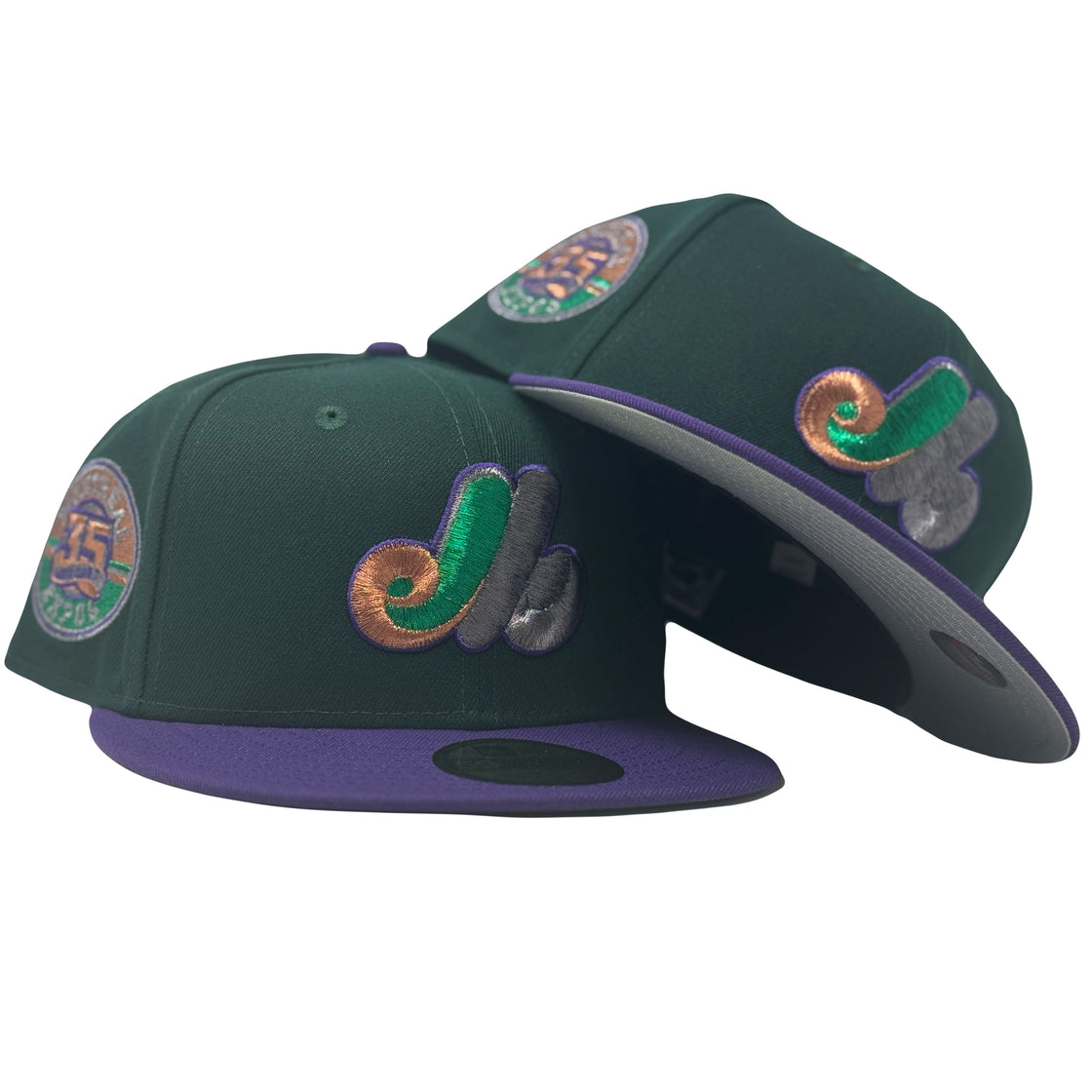 Montreal Expos 35th Anniversary Joker color Green Purple Fitted Hats