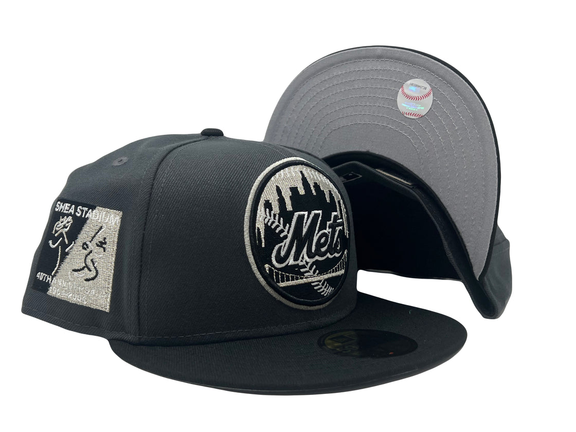 New York Mets Shea Stadium Dark Gray Black New Era Fitted Hat