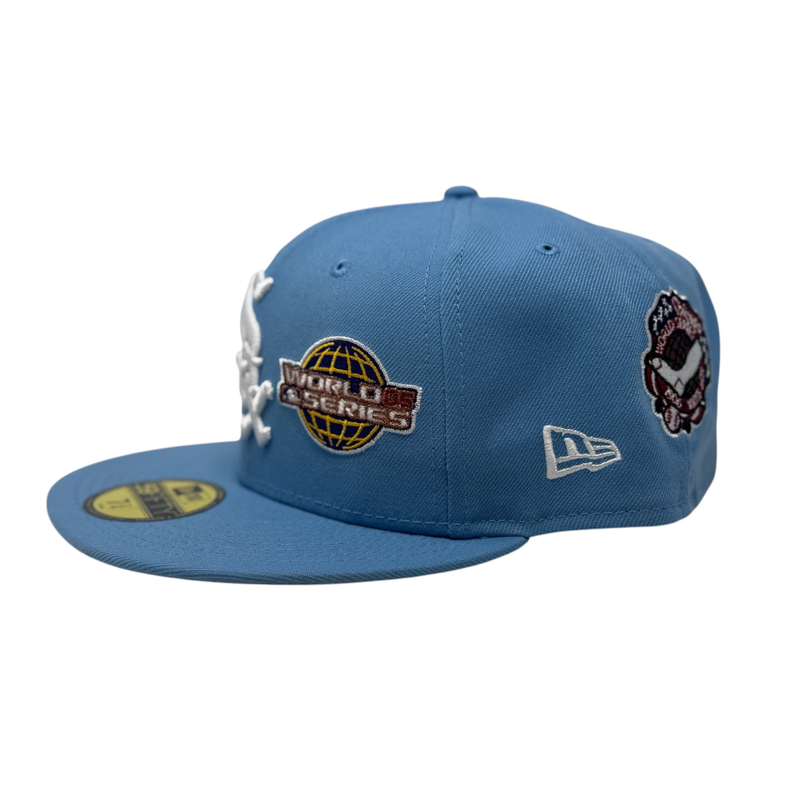 Chicago White Sox 3X Champions Multi Logo Fitted Hats-Sky Blue