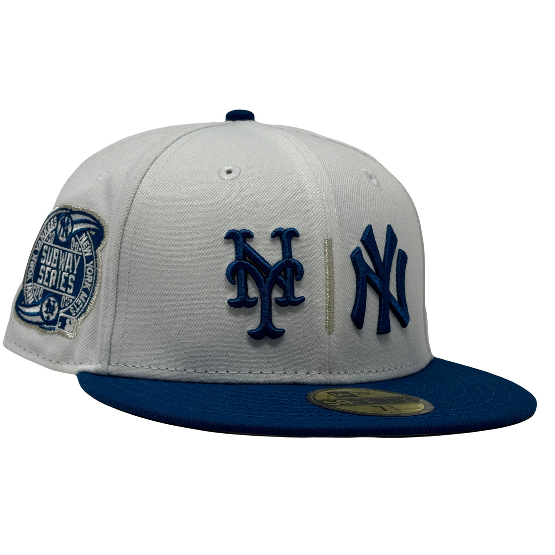 New York Yankees VS Mets Subway Series White Wizard Blue Visor 59Fifty New Era Fitted Hat