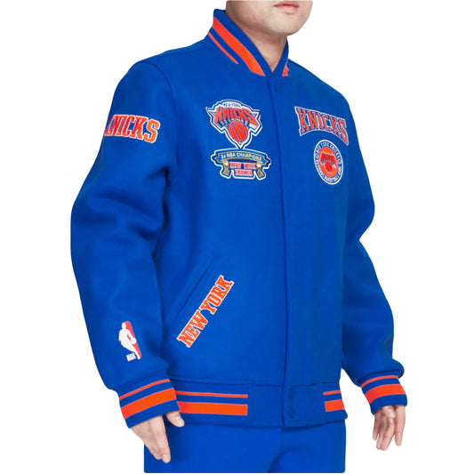 New York Knicks Pro Standard Crest Royal Blue Wool Varsity Jacket