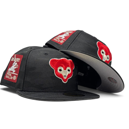 Chicago Cubs Be Alert Foul Ball 59Fifty New Era Fitted Hats-Black Camouflage