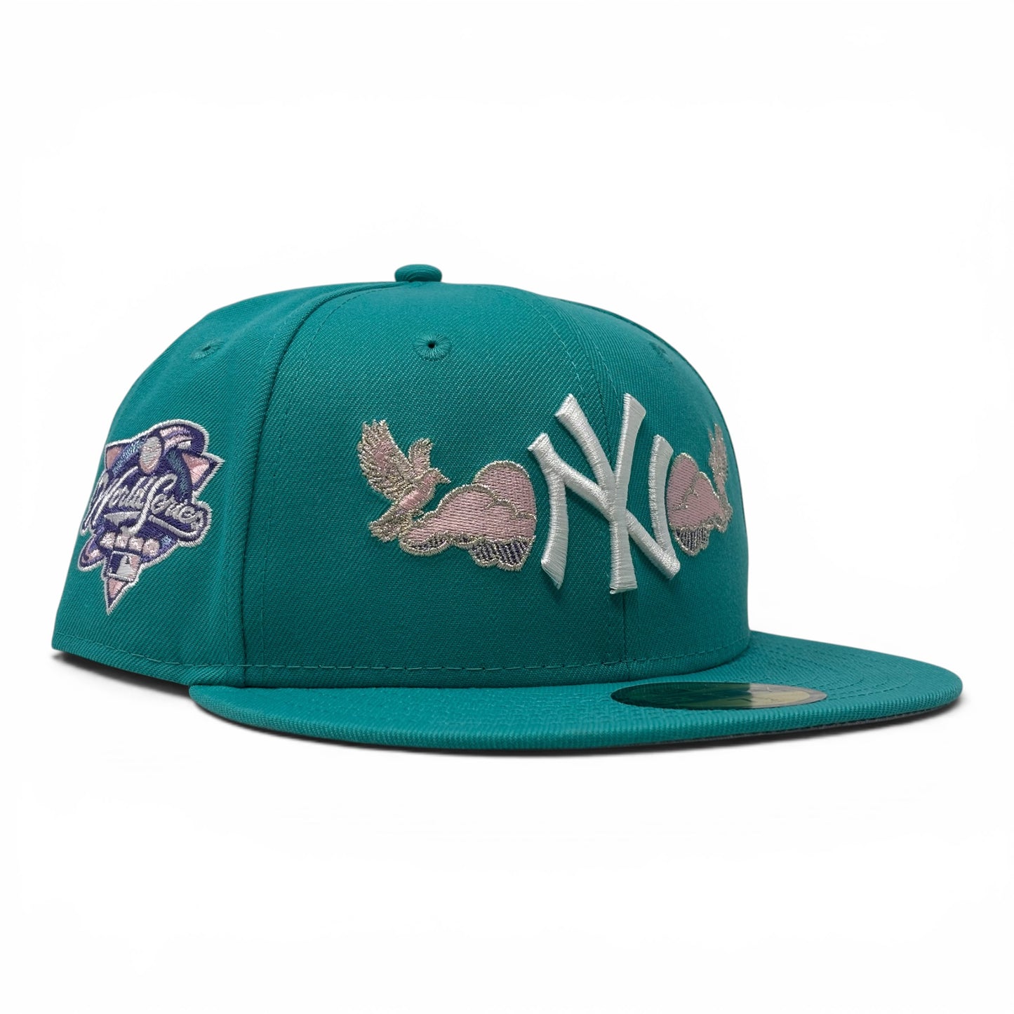 New York Yankees 2000 World Series "Bird in the Cloud" Fitted Hats-Teal