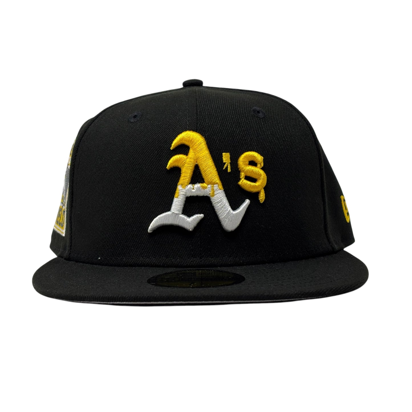 Oakland Athletics Rickey Handerson Field "Drip Pack" Fitted Hat-Black Yellow